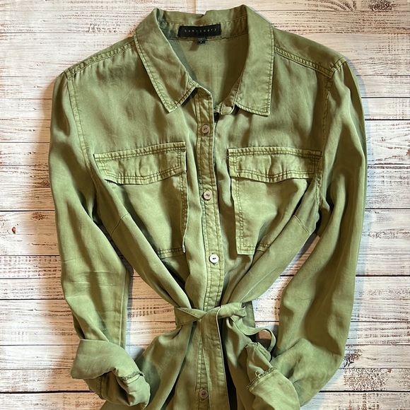 Sanctuary Military Green tencel tie dress S - Picture 2 of 6